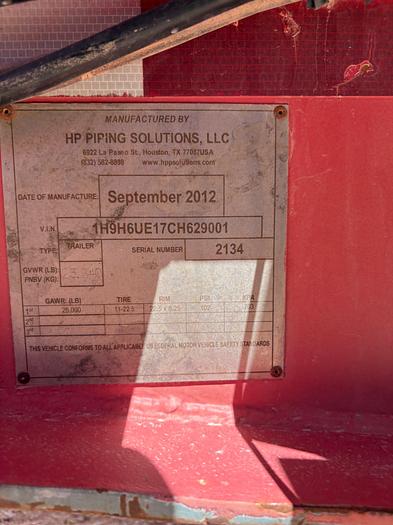 Used 2012 HP PIPING 45’ S/A 8-ARM FRAC MANIFOLD TRAILER