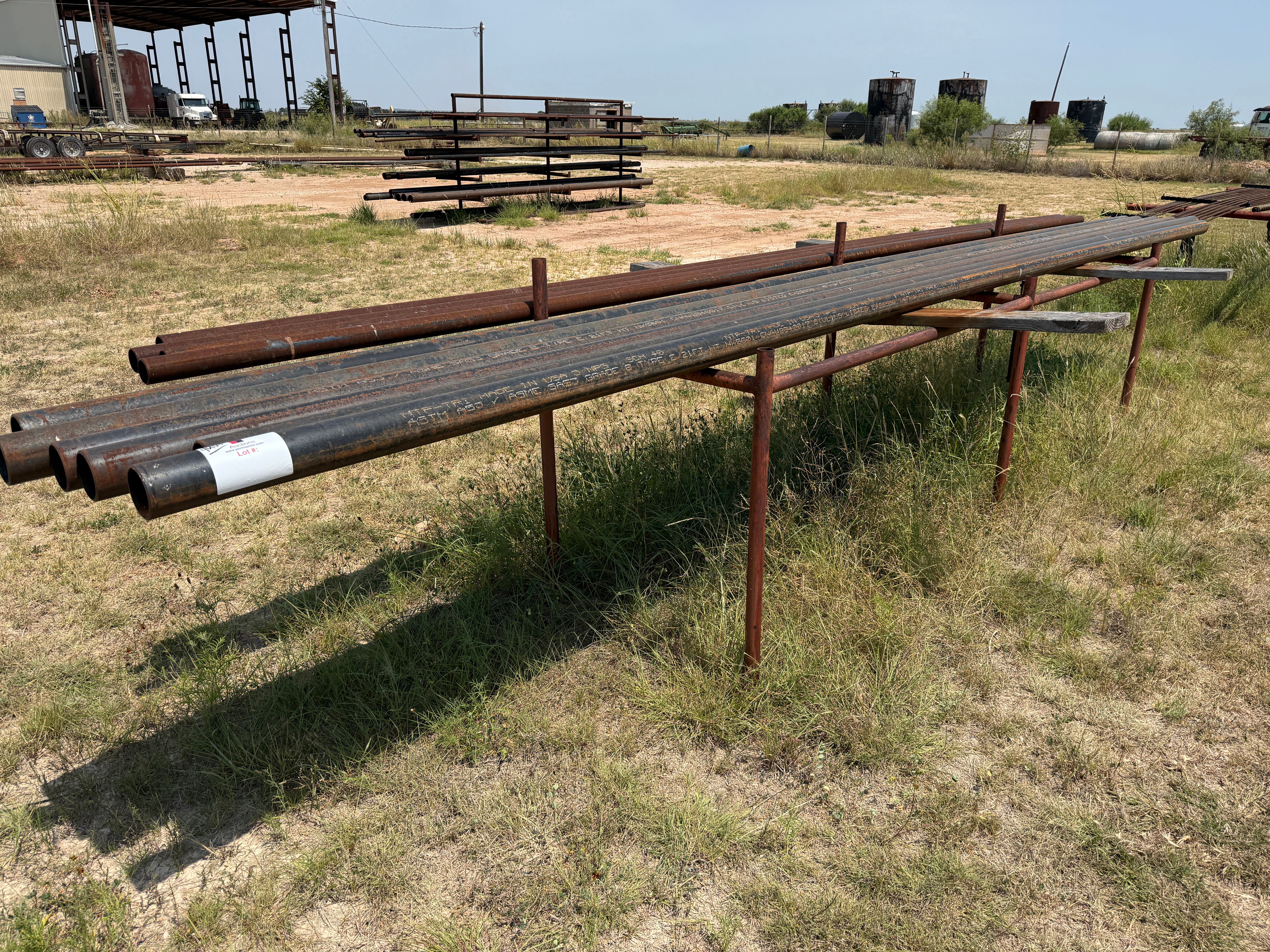 Used LOT W/ 120’ (6-JTS) of 3” Sch-40 PIPE & 80’ (4-JTS) of 2” 300 PSI PIPE & RACK