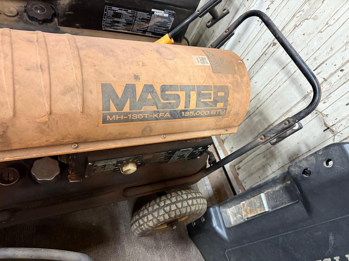 Used (2) MASTER DIESEL FIRED SHOP HEATERS, (1) CHAMPION 4450 WATTS  GAS GENERATOR, SHOP-VAC, PITTSBURGH CREEPER