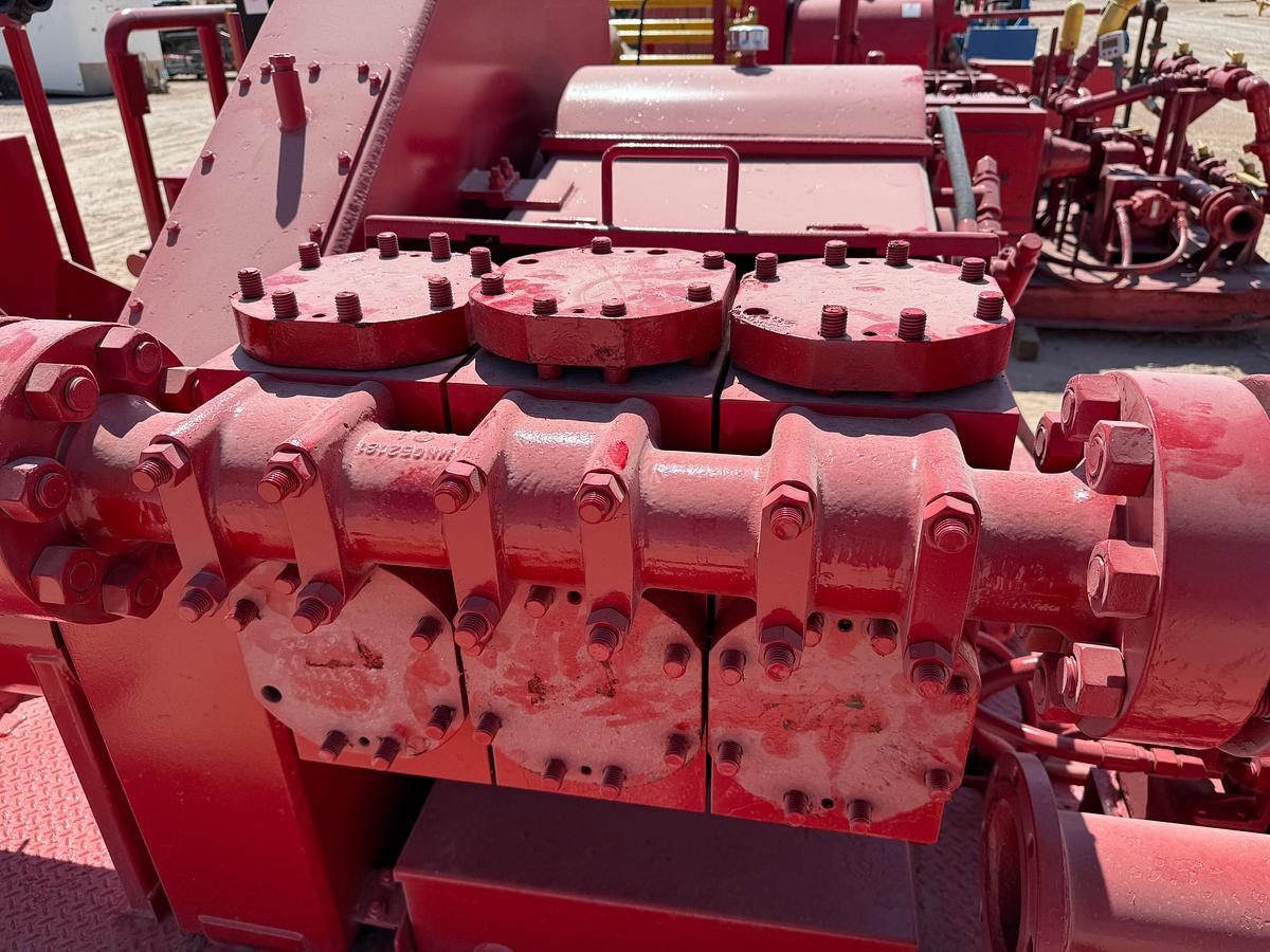 Used Tulsa triplex TT-560 triplex pump unit, skidded