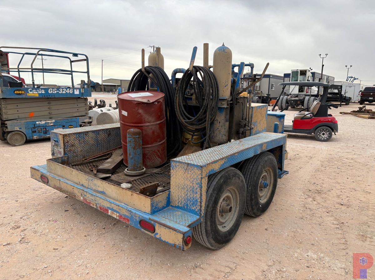 Used 2-STATION CLOSING UNIT MTD ON SHOPBUILT 14’ T/A BUMPER PULL TRAILER