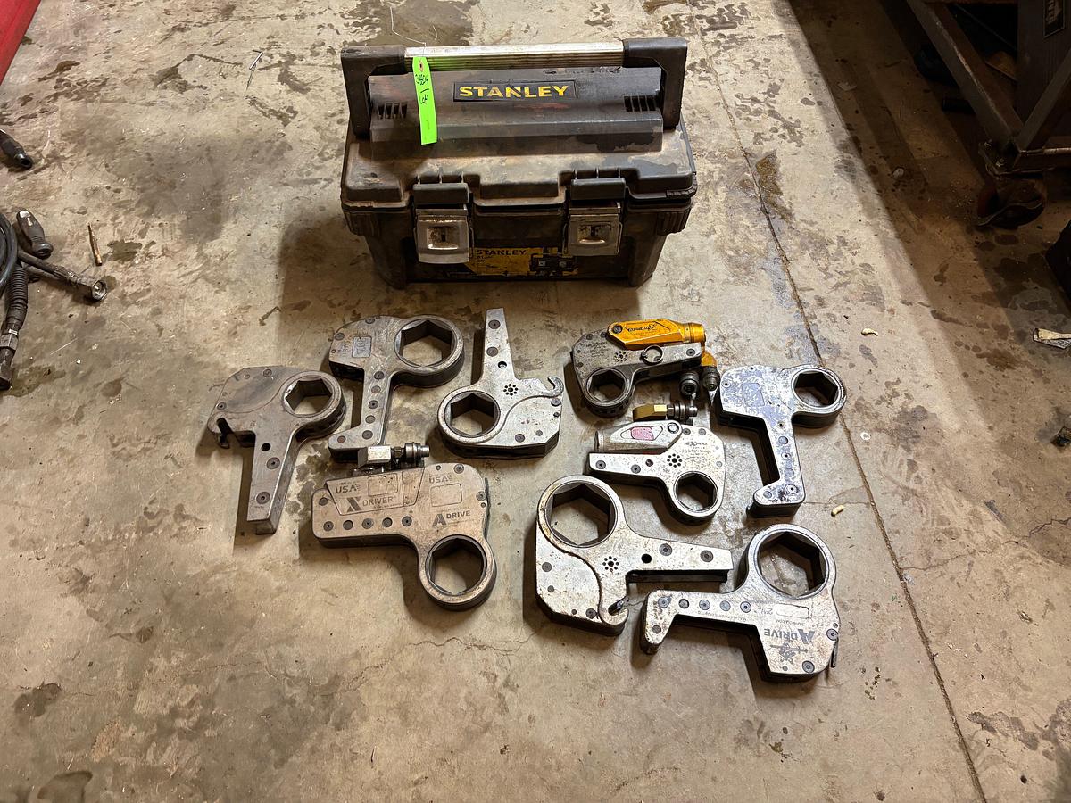 Used Set of (9) hexpro & norwolf hydraulic torque wrenches