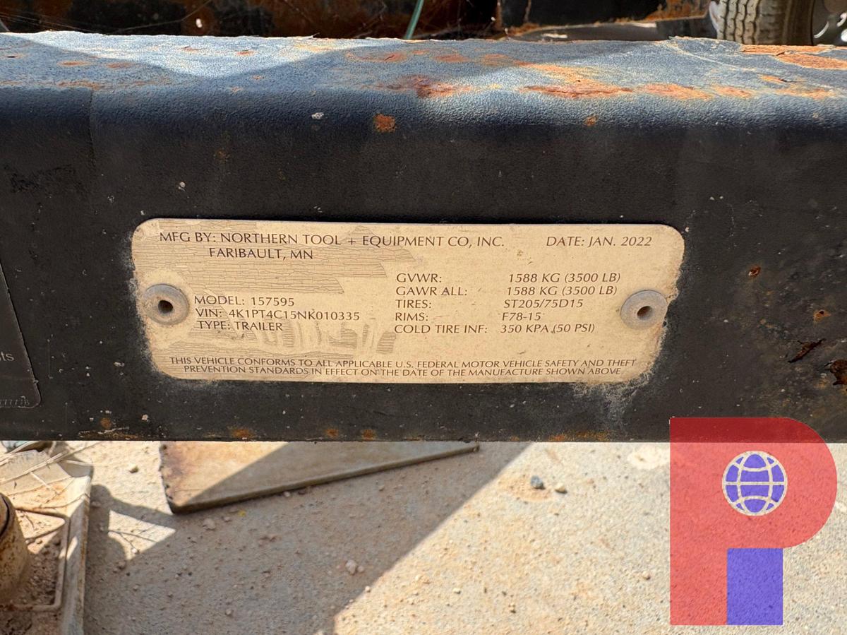 Used 2022 NORTHERN TOOL 7’ X 4.5’ S/A BUMPER PULL PRESSURE WASHER TRAILER