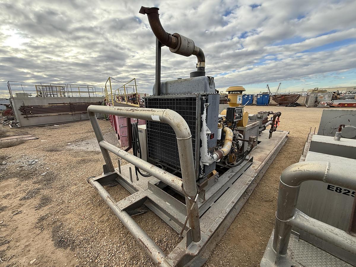 Used TULSA TT250 3K WP TRIPLEX WELL SERVICE PUMP SKIDDED P/B CATERPILLAR C9