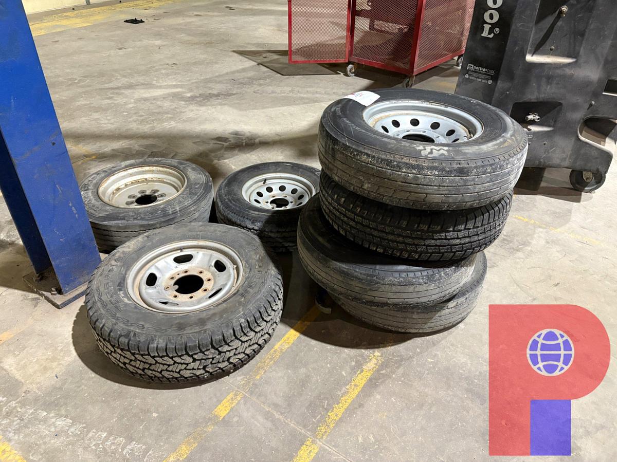 Used (4) ST235/80R16 WHEELS & TIRES, (1)LT265/70R17 TIRE & WHEEL, 215/75R17.5 TIRE & WHEEL, ST225/75R15 TIRE & WHEEL