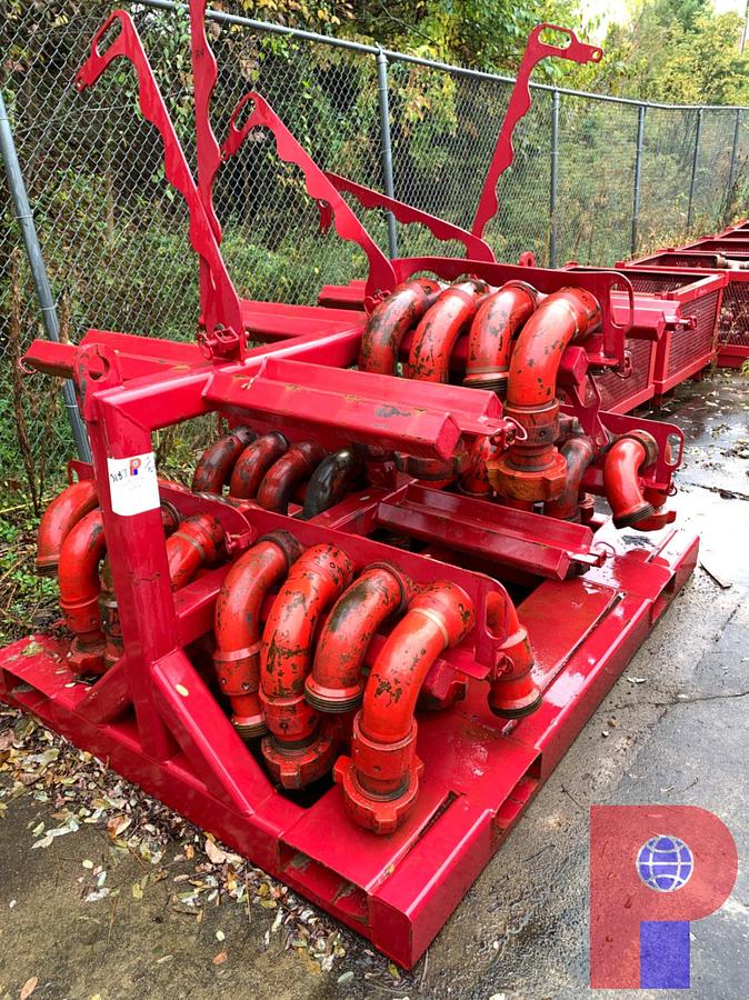 Used (24). OF TESTED 3” 1502 15K WP STYLE 10 & STYLE 50 CHIKSANS W/ TRANSPORT RACK