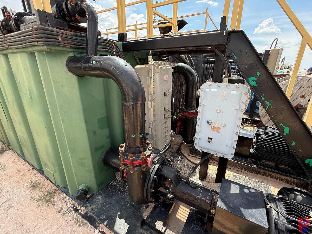 Used 30’L X 8’ W X 5.8’ 3-COMPARTMENT 180 BBL. MIXING TANK P/B (2) 75 HP ELECTRIC MOTORS
