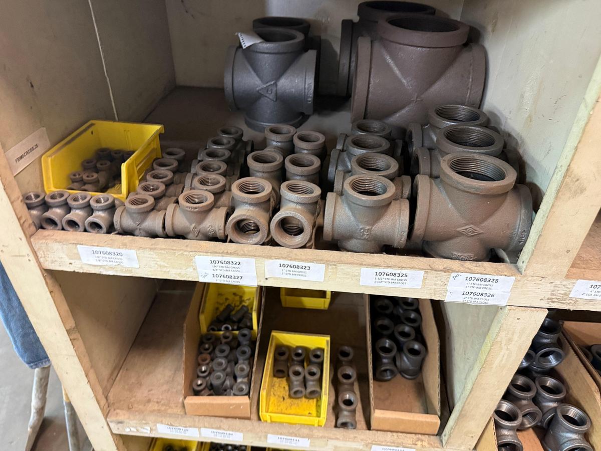 Used SECTION OF (150+) STD 1/4” THRU 3” PIPE ELS, TEES, COLLARS, Etc., SOME COATED