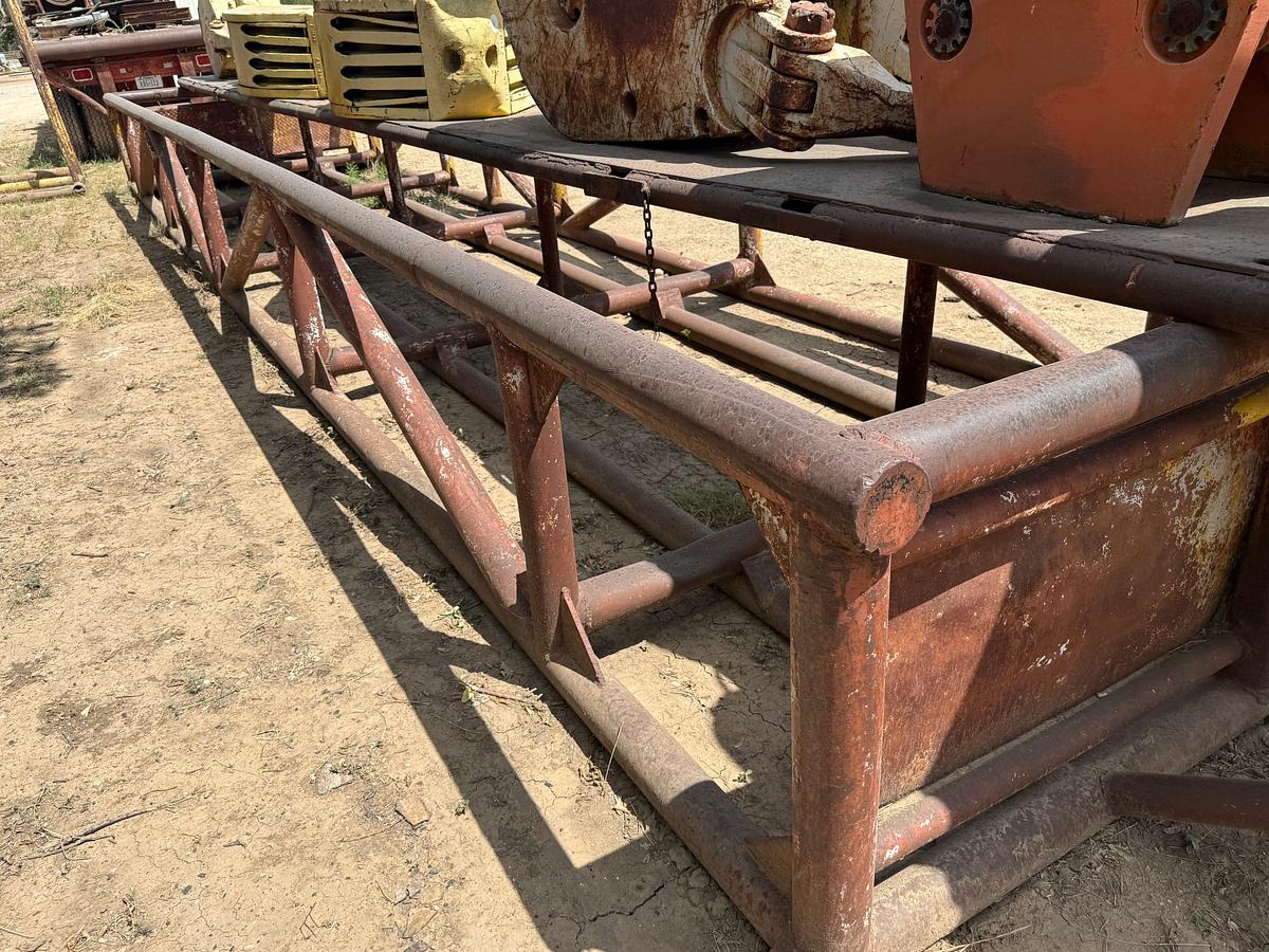 Used 35’ x 8’ x 3’ SKIDDED PIPE TUB W/ CATWALK IN MIDDLE