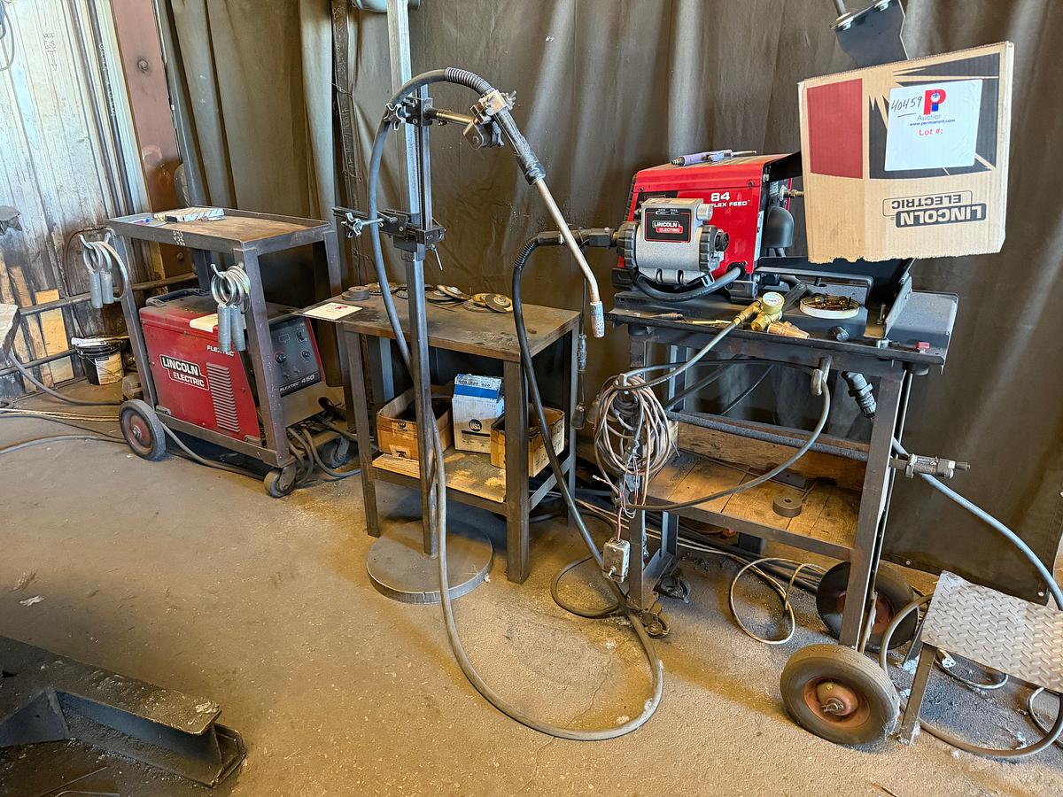 Used Lincoln Electric Flex Tec 450 Welder w/ Flex Feed 84 Wire Feeder & Bug-0 support stand