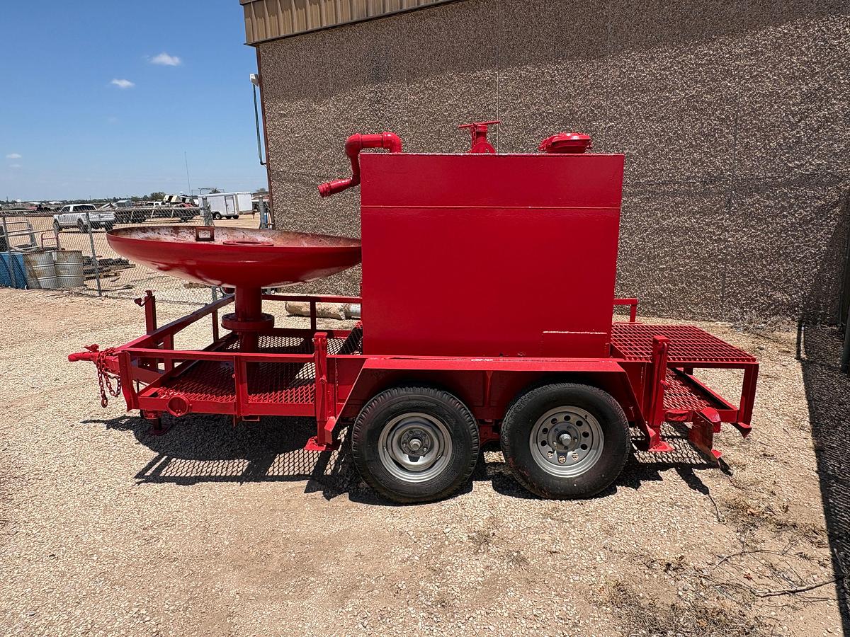 Used 5’ x 5’ x 4.5’ 18BBL OIL TANK MTD ON 12’ x 6.5’ SHOPBUILT BUMPER PULL TRAILER