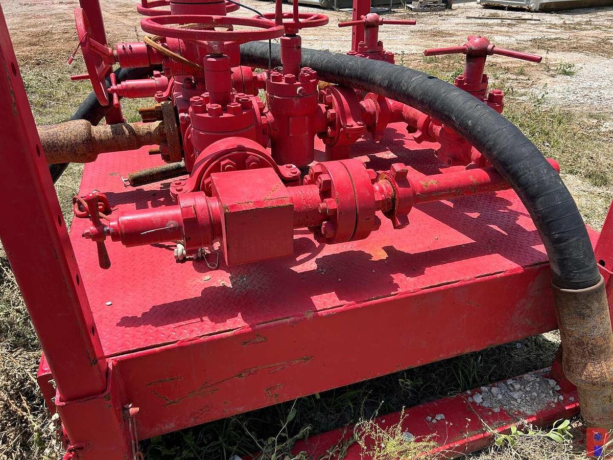 Used HORN EQUIPMENT (6) VALVE 3-1/8" X 5K PSI CHOKE MANIFOLD, SKIDDED