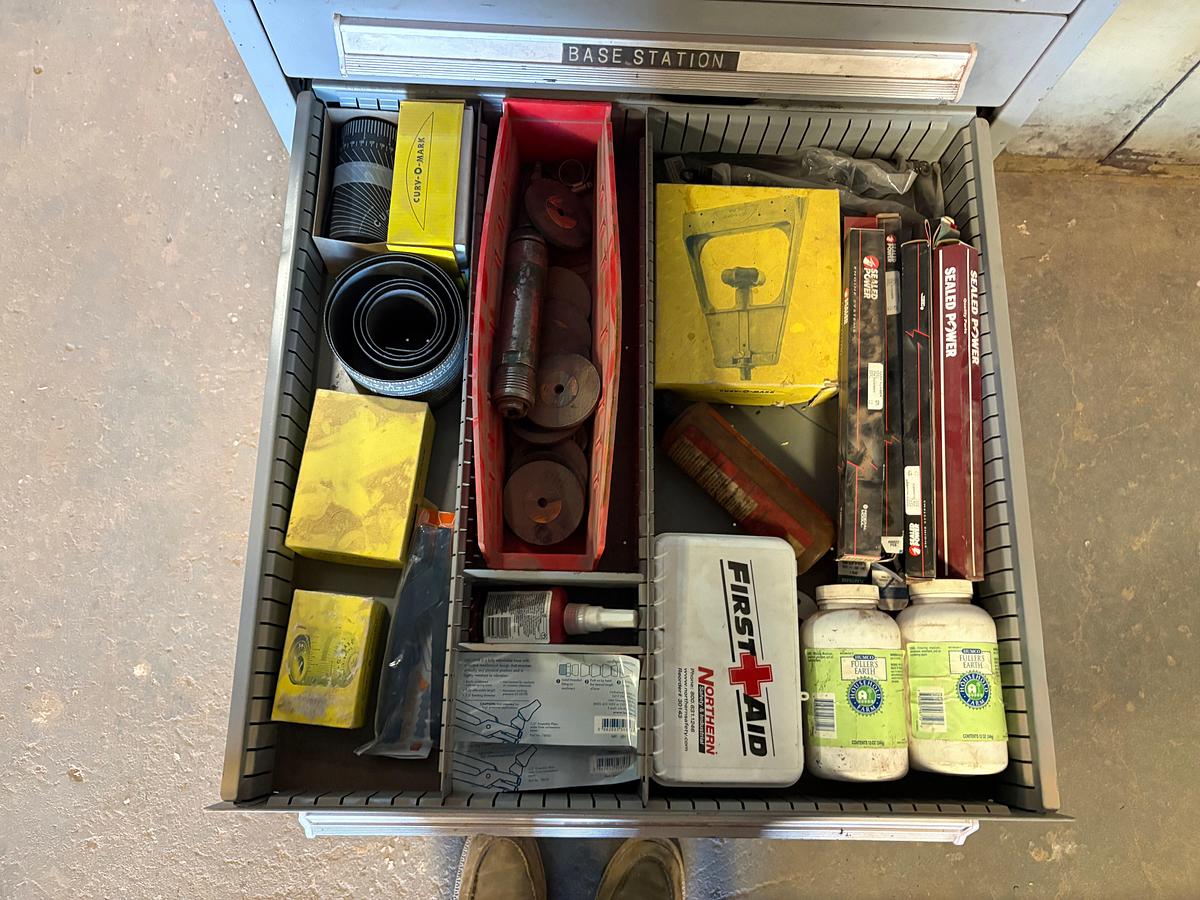 Used Lyon MS-II safety link 12-drawer rolling toolbox w/ assorted machine shop tools