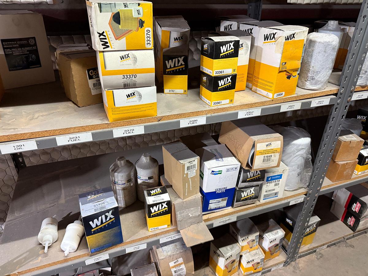 Used 20-SHELVE SECTION OF (180+) VARIOUS WIX , DONALDSON, & RELATED FILTERS