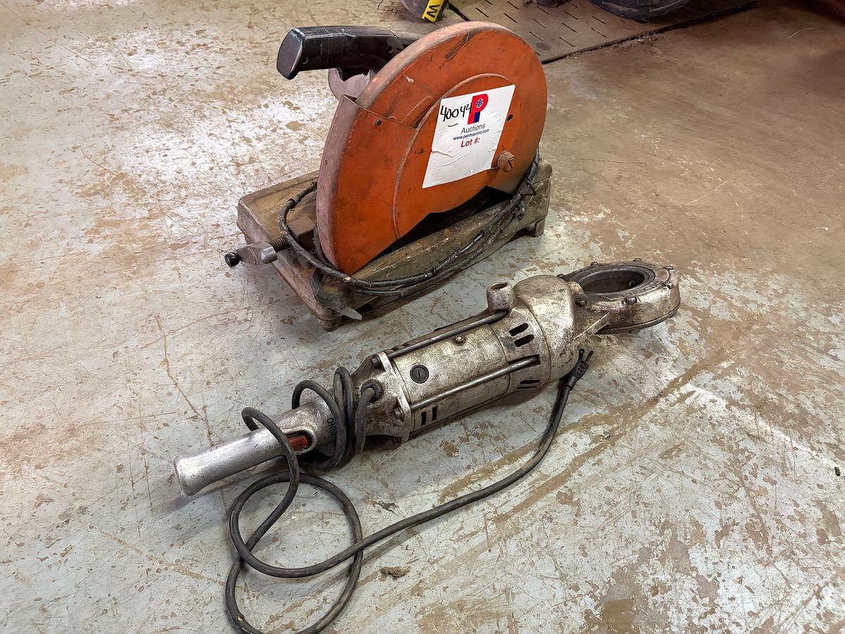 Used Ridgid 700 portable pipe threading machine & makita 2414 portable cut-off saw