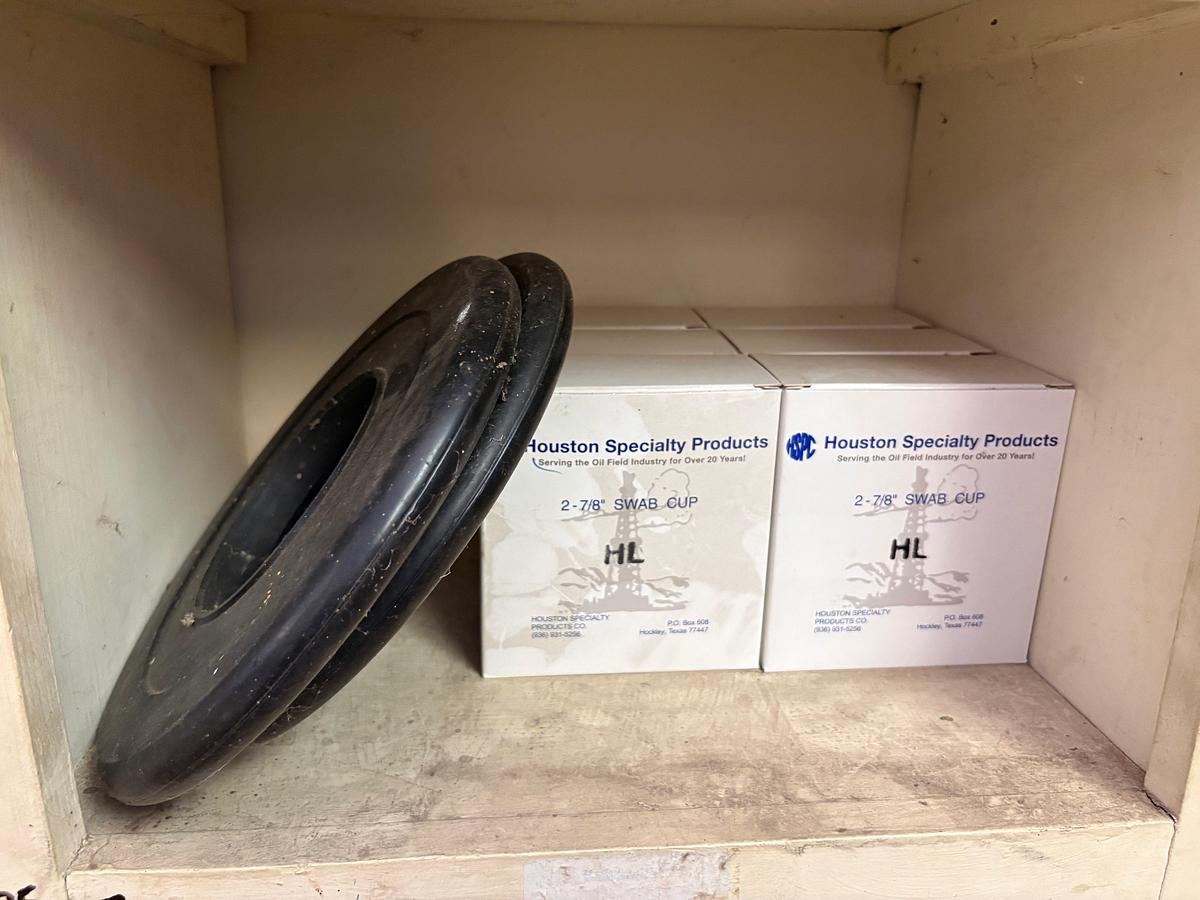 Used (4 bins) w/ sucker rod fishing tools; Overshots, swab mandrels, swab cups, etc.