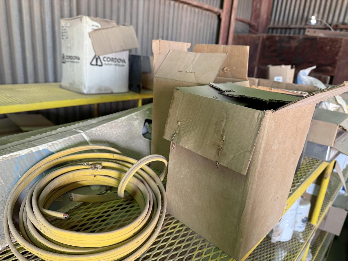 Used (2) 120”L X 24”W X 72”H 5-TIER METAL RACKS W/ TRUCK & ENGINE PARTS CONTENTS