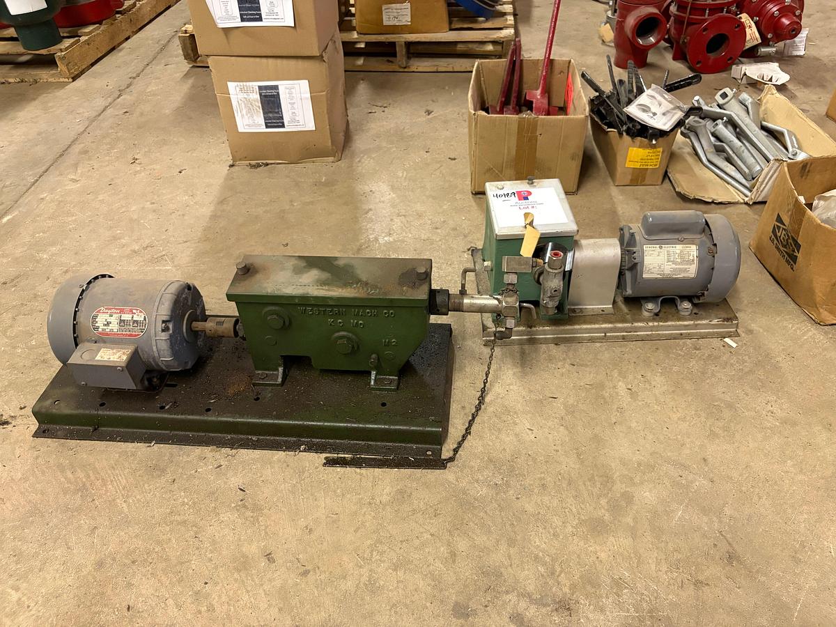 Used (2) electric oil pumps p/b: Dayton 1/3hp & GE 1/4hp electric motors