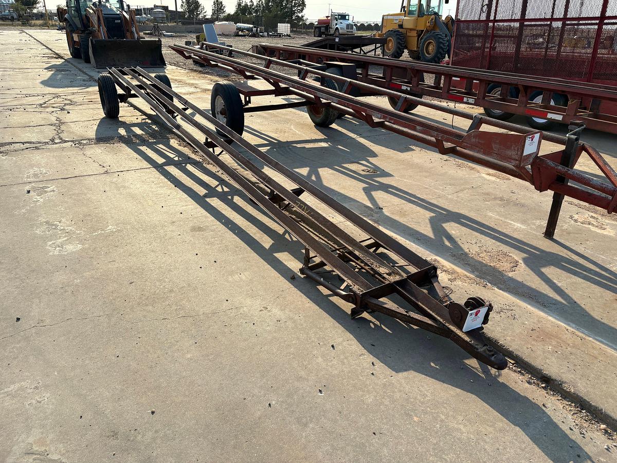 Used SHOPBUILT 25’ x 22” s/a bumper pull pipe trailer