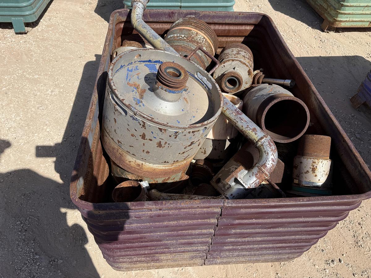 Used METAL BIN W/ (12+) CEMENT HEAD CONN.S, CROSS OVERS, SUBS