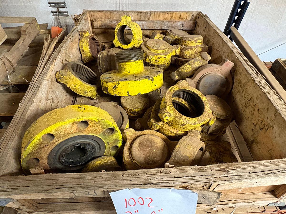 Used (7 pallets) w/ assorted landing flanges, 3” & 4” 1002 weco flanges, & unused 1-8x7 & 1-1/2-8x13 stud bolts