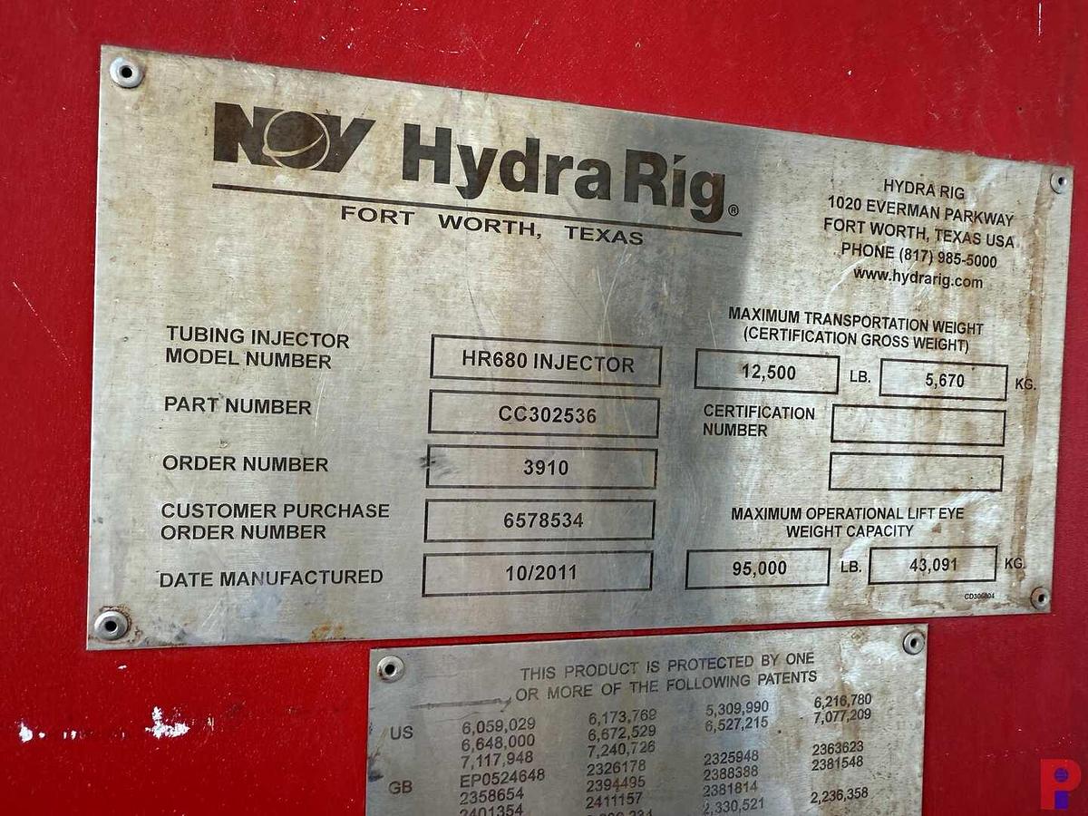Used 2011 HYDRA RIG HR680 CT INJECTOR (INCOMPLETE)