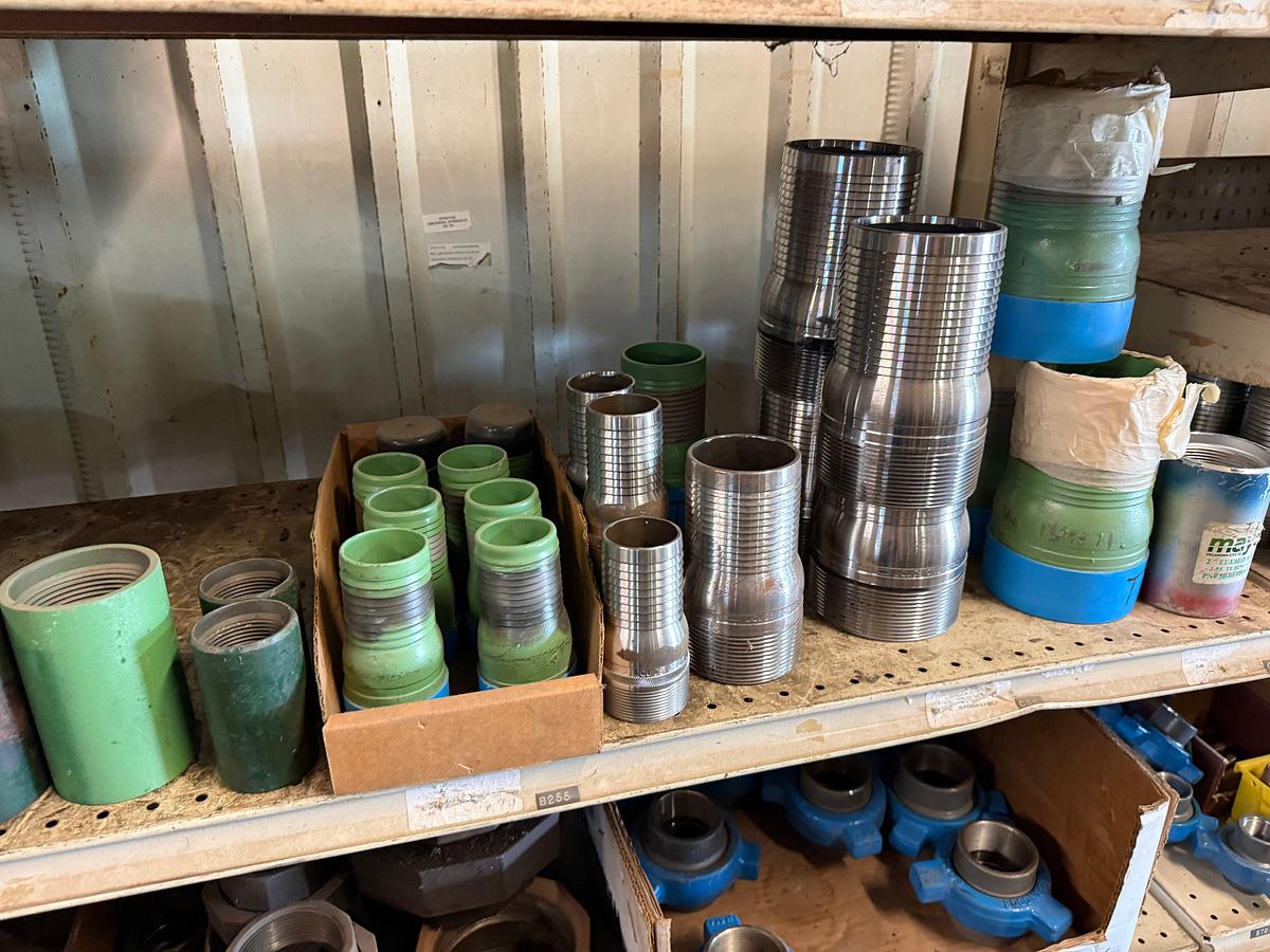 Used SECTION OF (25+) HEAVY WALL 2” THRU 9-5/8” 8RD STEEL SLIP JOINTS, (25+) FIG 100 & 200 PIPE UNIONS