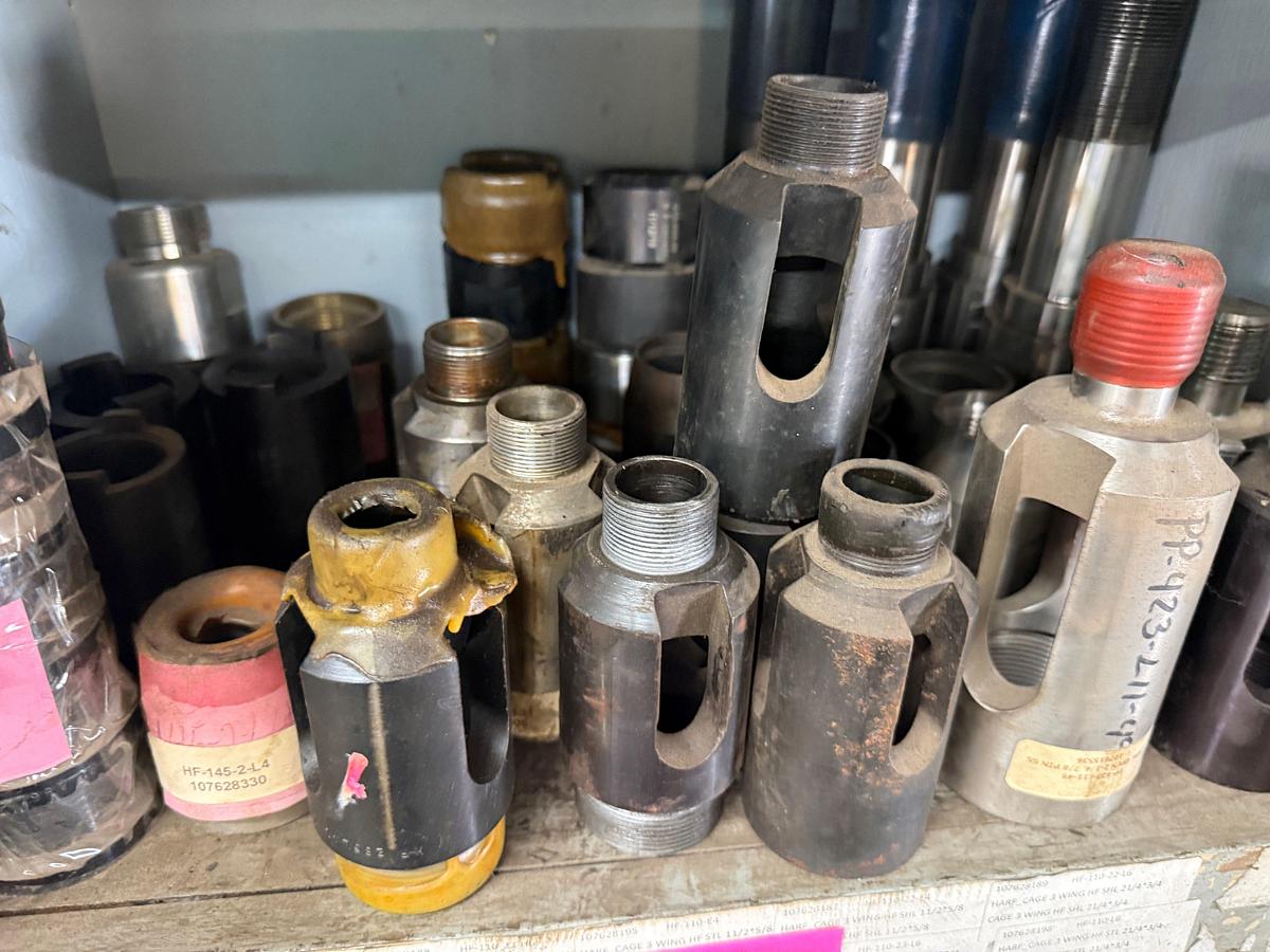 Used 5-BINS (100+) STAINLESS CAGES, BRASS CAGES, PULL ROD CONN, MECH & MANUAL HILD DOWNS, F/ 2”& BIGGER PUMP PARTS