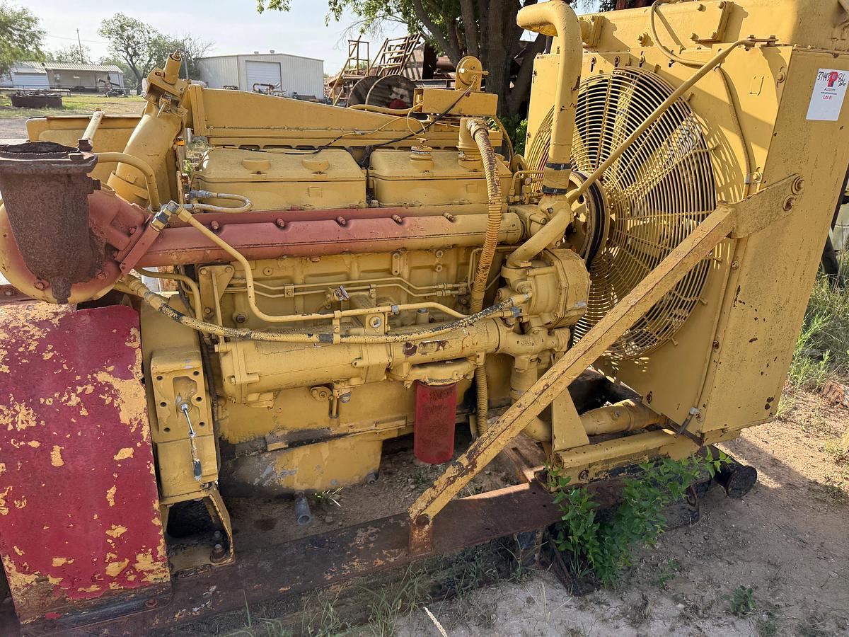 Used CATERPILLAR D3406 DIESEL ENGINE W/ 18” AIRFLEX CLUTCH, JACK SHAFT 10-GROOVE SHEAVE, & RADIATOR, SKIDDED