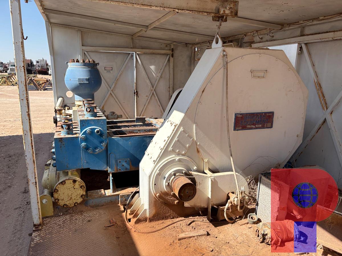 Used NATIONAL 7-P-50 POWER SLUSH TRIPLEX MUD PUMP MTD IN 32’ PUMP HOUSE