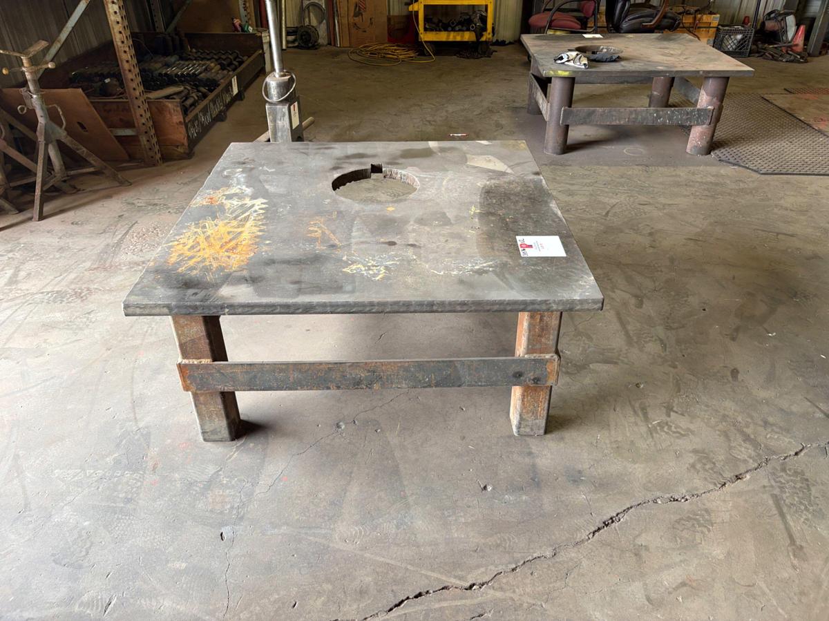 Used (2) 4’ x 4’ x 22” metal shop tables