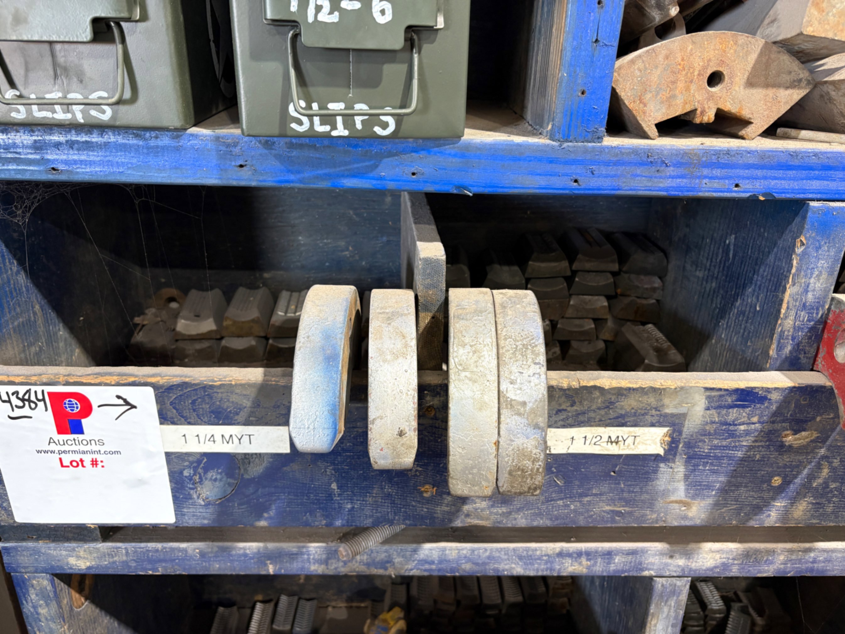 Used (5) shelf sections of MYT Slip type elevator parts & dies