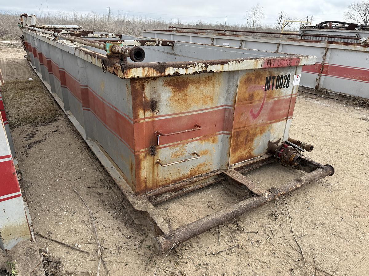 Used 40’ X 87” X 4’ OPEN TOP MUD TANK W/ IRON RACK