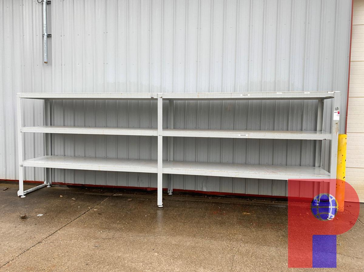 Used 17’ X 30” X 6’ 3 SHELF METAL STORAGE RACKS