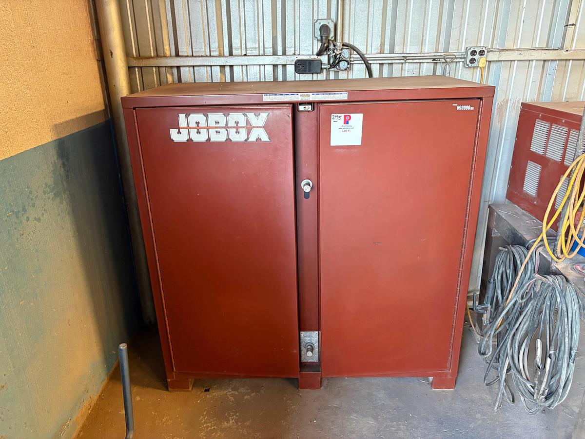Used JOBOX 5’ x 2.5’ x 5’ 2-door cabinet w/ contents