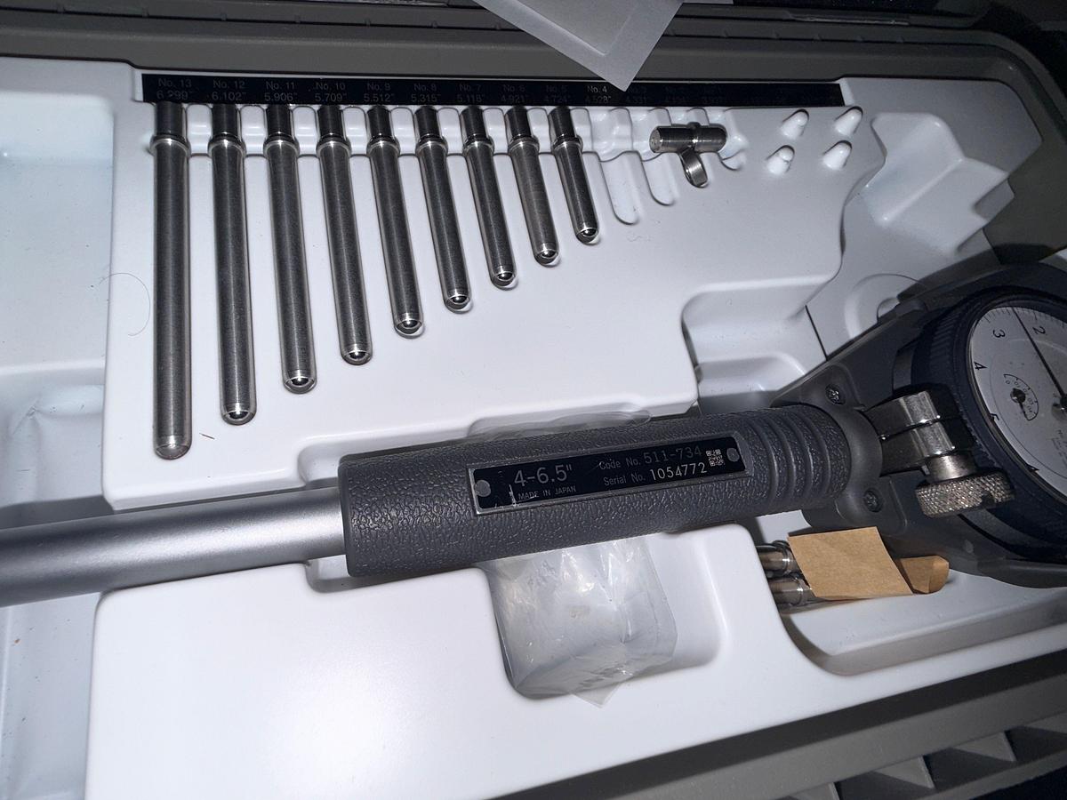 Used SECTION W/(4) MITUTOYO 2” THRU 10” DEPTH GAUGES, (1) MITUTOYO 12-18” OD MICROMETER, & (2) DUROMETER GUAGES