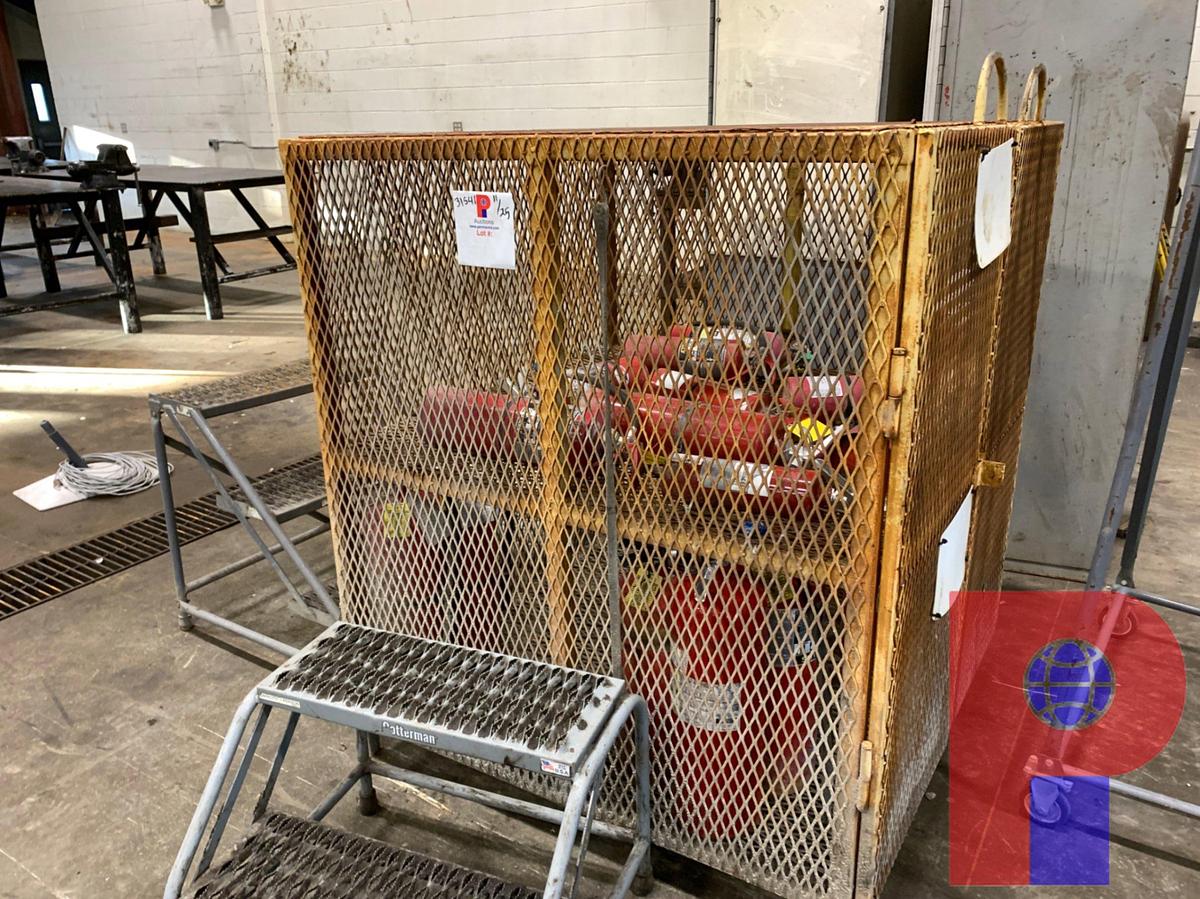 Used (2) PAINT CABINETS, FIRE EXTINGUISHERS STORAGE BOX, (2) STEP STOOLS