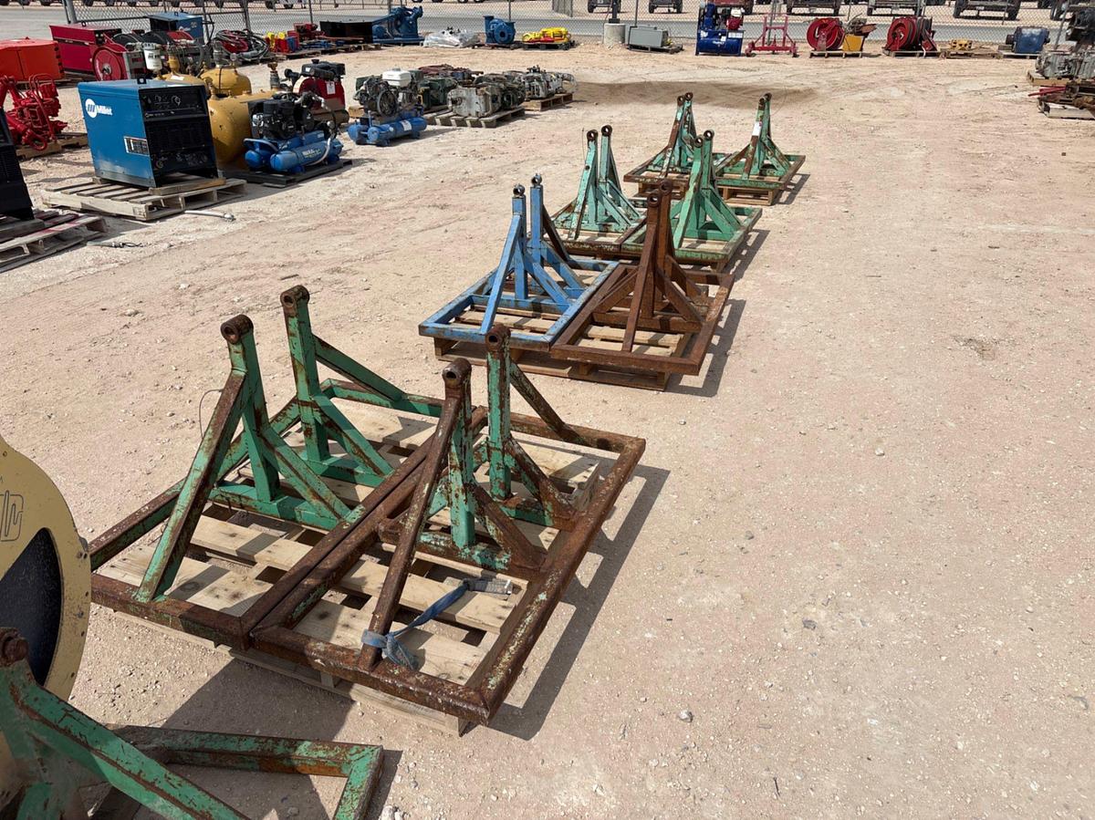 Used (3) 26” wireline sheaves w/ (11) sheave storage racks