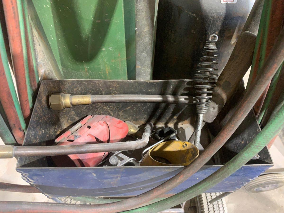 Used Oxygen and Acetylene Bottle Dolly W/ Victor Torch and Rose Bud