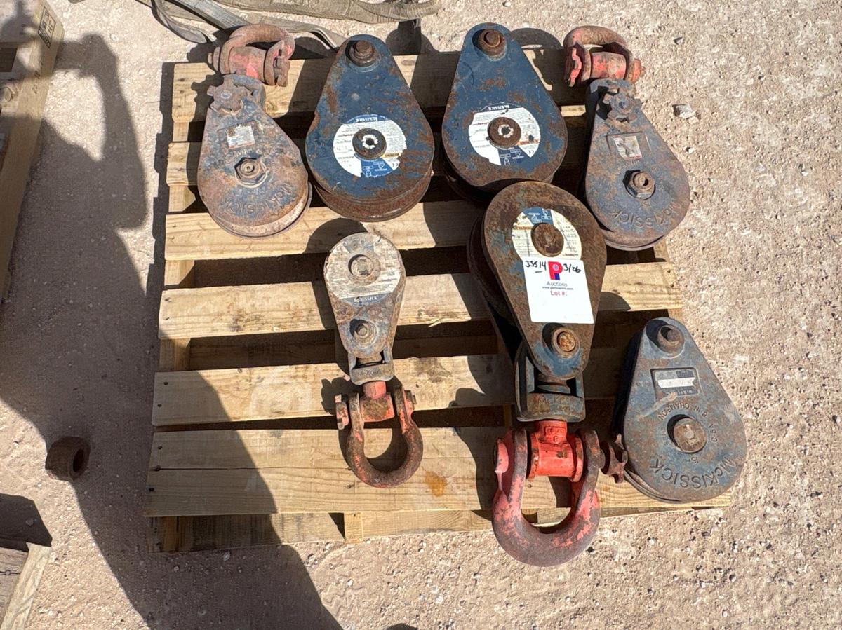 Used (7) assorted MCKISSICK snatch blocks