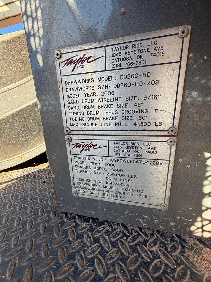 Used 2006 TAYLOR C500 DD 104'-250K 5-AXLE WELL SERVICE WORKOVER RIG