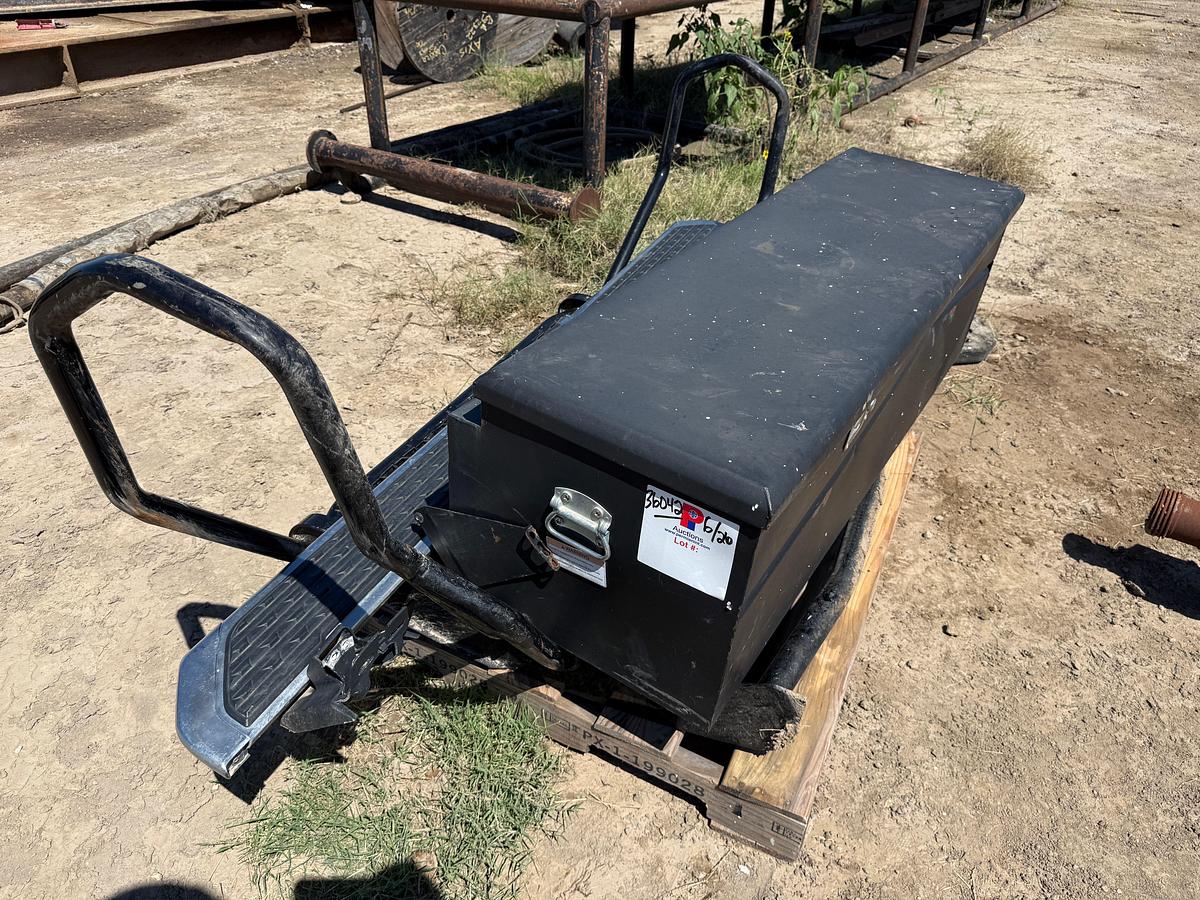 Used 57”L X 19”W X 18”H TOOLBOX, RANCH HAND BUMPER, RAM STEP RAIL
