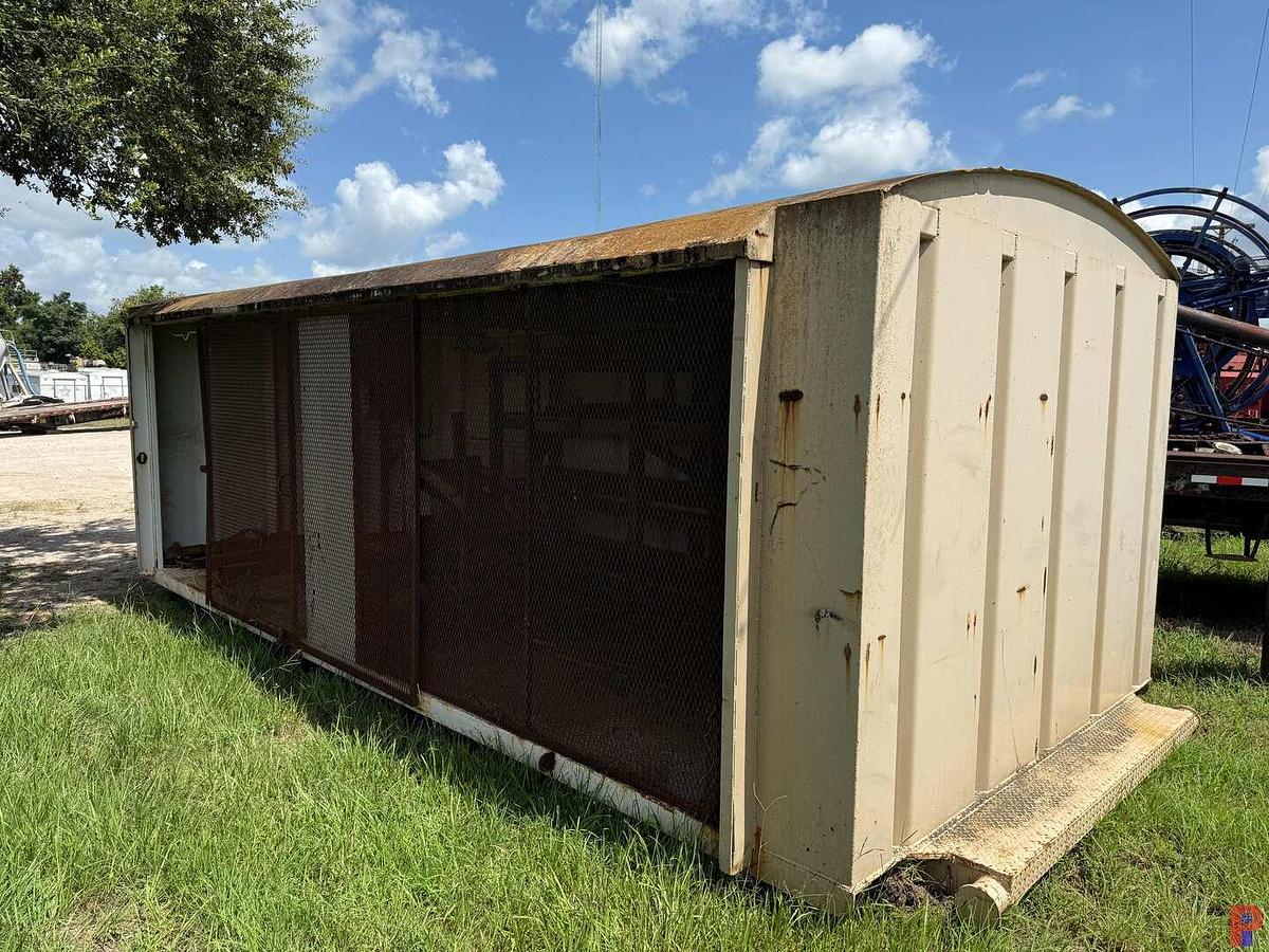 Used 24’L X 10.6’W X 9’H SKIDDED DOGHOUSE W/ OPEN SIDE SLIDING DOORS