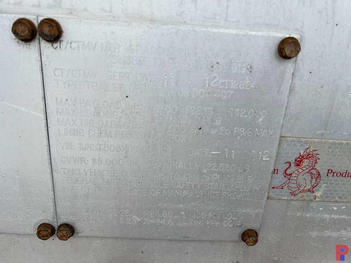 Used 2013 DRAGON  TRI-AXLE 244BBL ALUM. VACUUM TRAILER