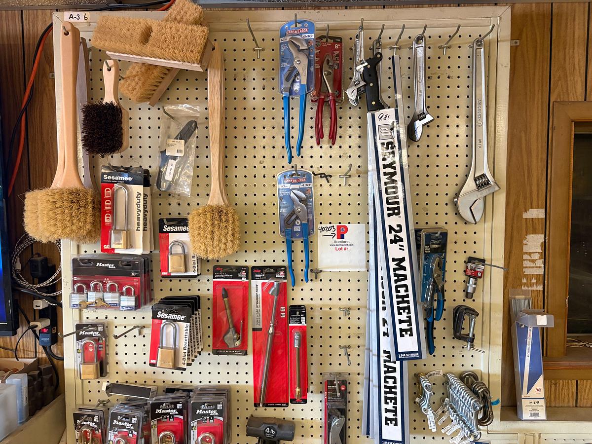Used Hardware contents of pegboard