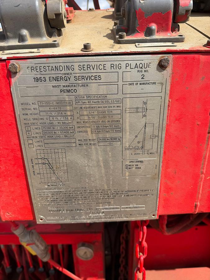 Used Refurbished 1982 Mainland Well Service Rod Rig, (Certified Block, 2025 CAT IV)