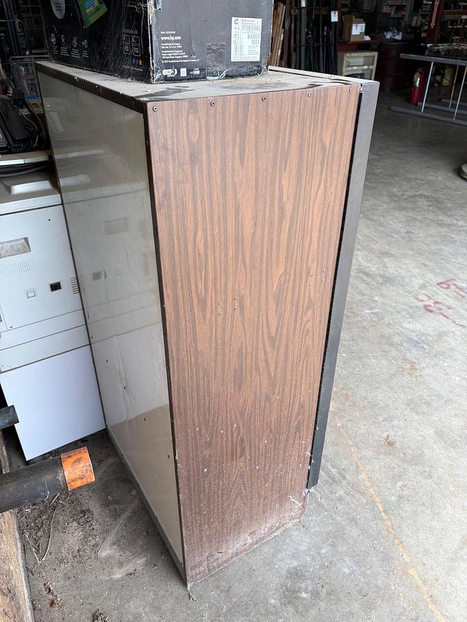 Used Dial-a-snack vending machine, 4-drawer filing cabinet, printers, & office supplies