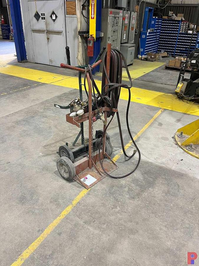 Used (2) TORCH BOTTLE DOLLEYS W/ HOSE AND REGULATORS