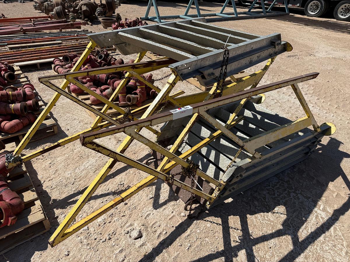 Used (2) 8’ EXTENDABLE ALUMINUM RIG LADDERS W/ HANDRAILS