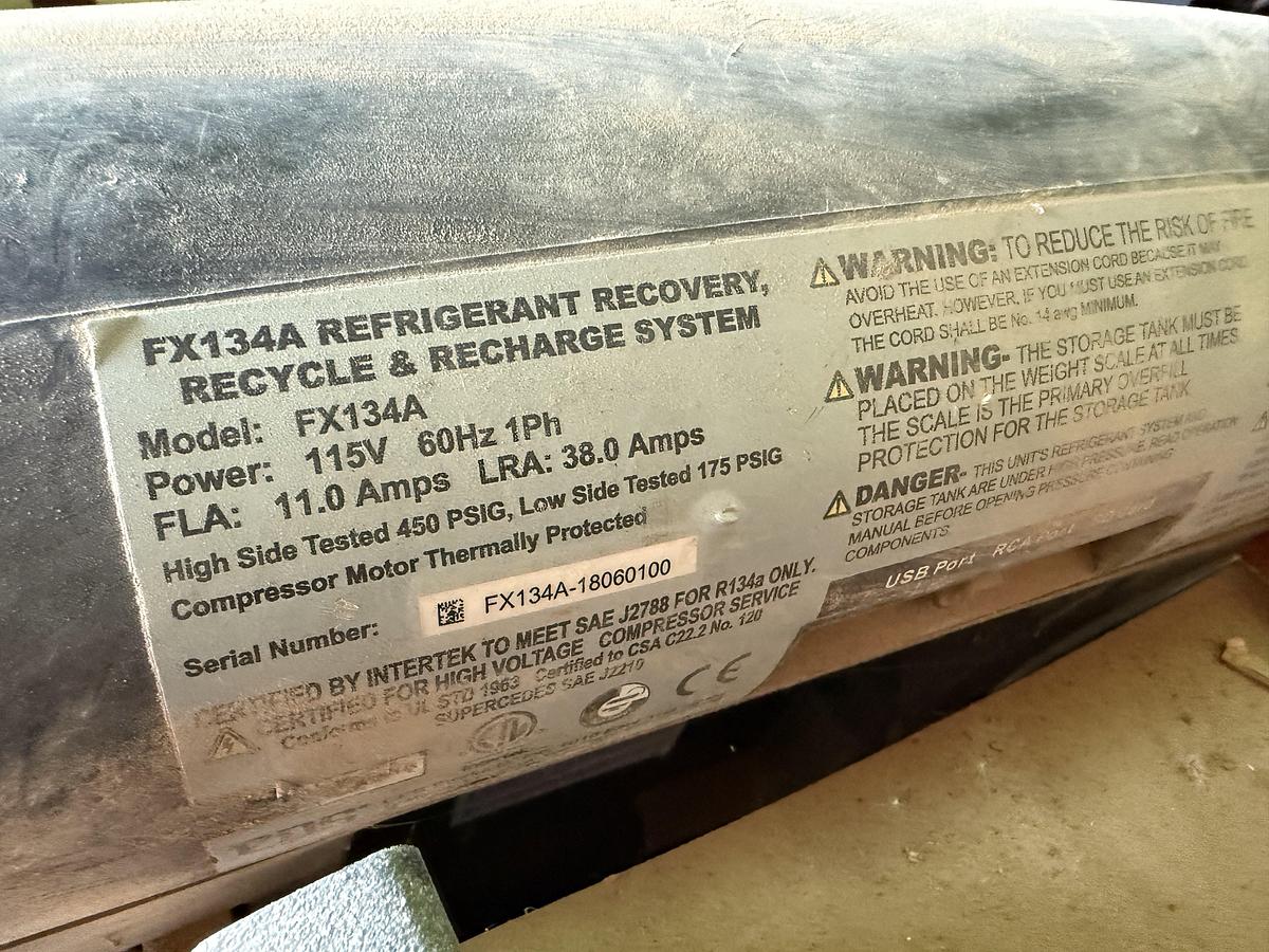 Used CPS FX134A REFRIGERANT RECOVERY, RECYCLE, & RECHARGE SYSTEM